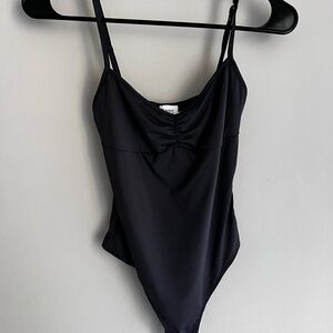 Princess Polly Charcoal Gray Ruched Bodysuit